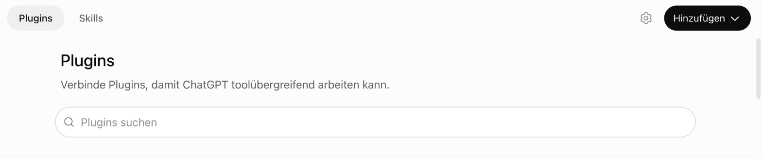 Der obere Teil von ChatGPTs Plugins-Seite.