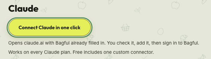 This page’s “Connect Claude in one click” button, ringed.